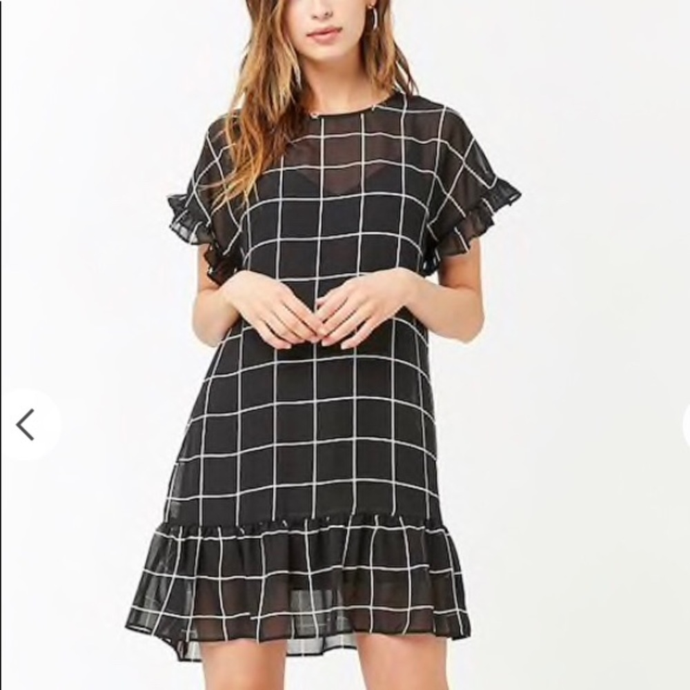 NWT FOREVER 21 SHEER GRID SHIFT DRESS